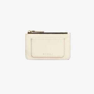 NEW MARNI women's saffiano leather card case in talc grey